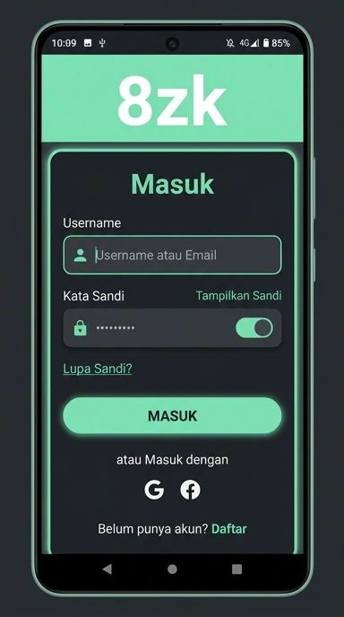 Masuk Akun 8zk pada APK Android Terbaru