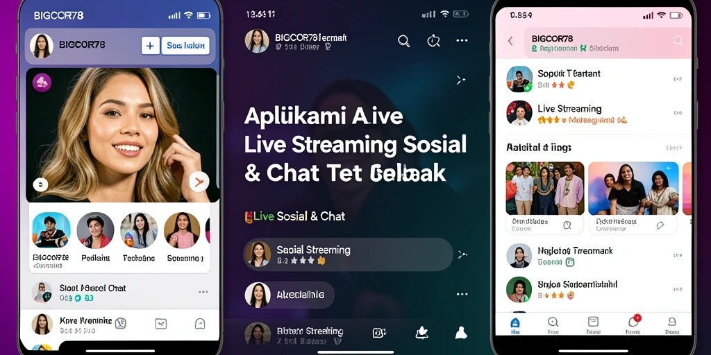 Tampilan antarmuka aplikasi BIGCOR78 yang intuitif untuk Live Streaming.