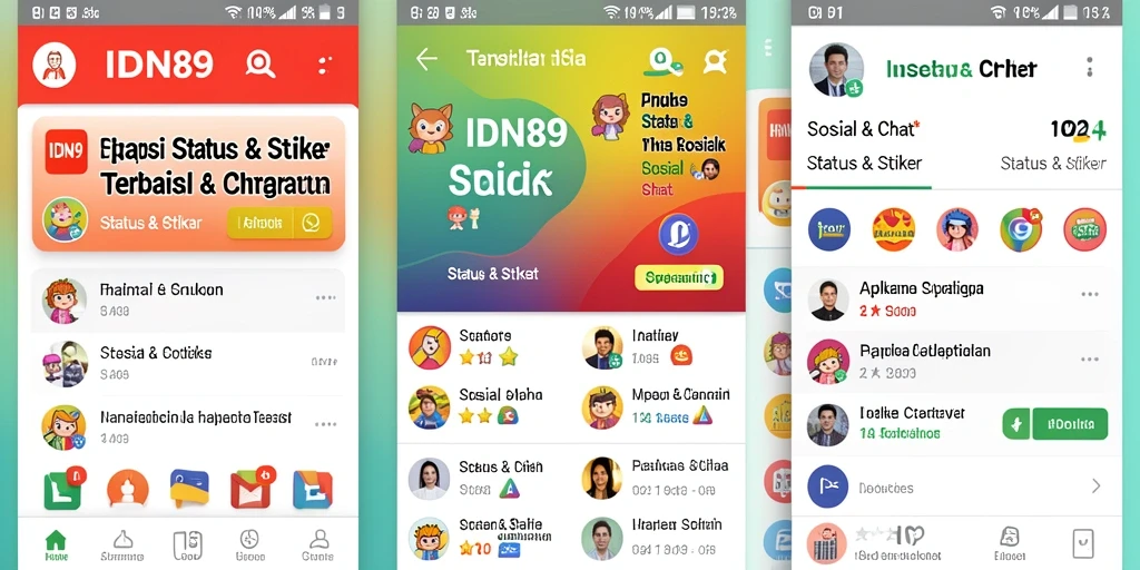 Antarmuka IDN89 yang ramah pengguna dengan stiker berwarna-warni.