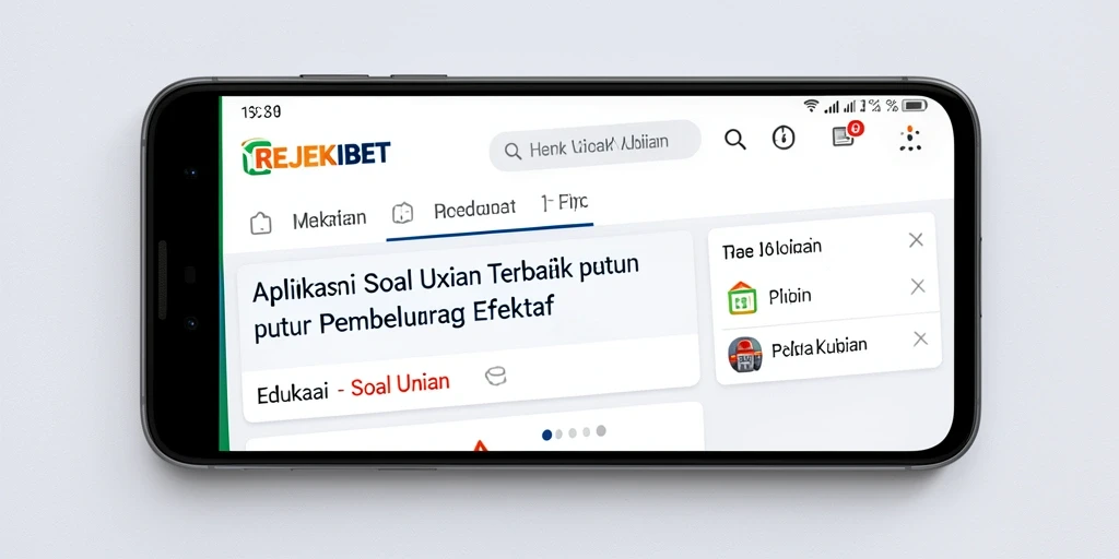 Tampilan antarmuka aplikasi REJEKIBET dengan fitur Soal Ujian yang interaktif.